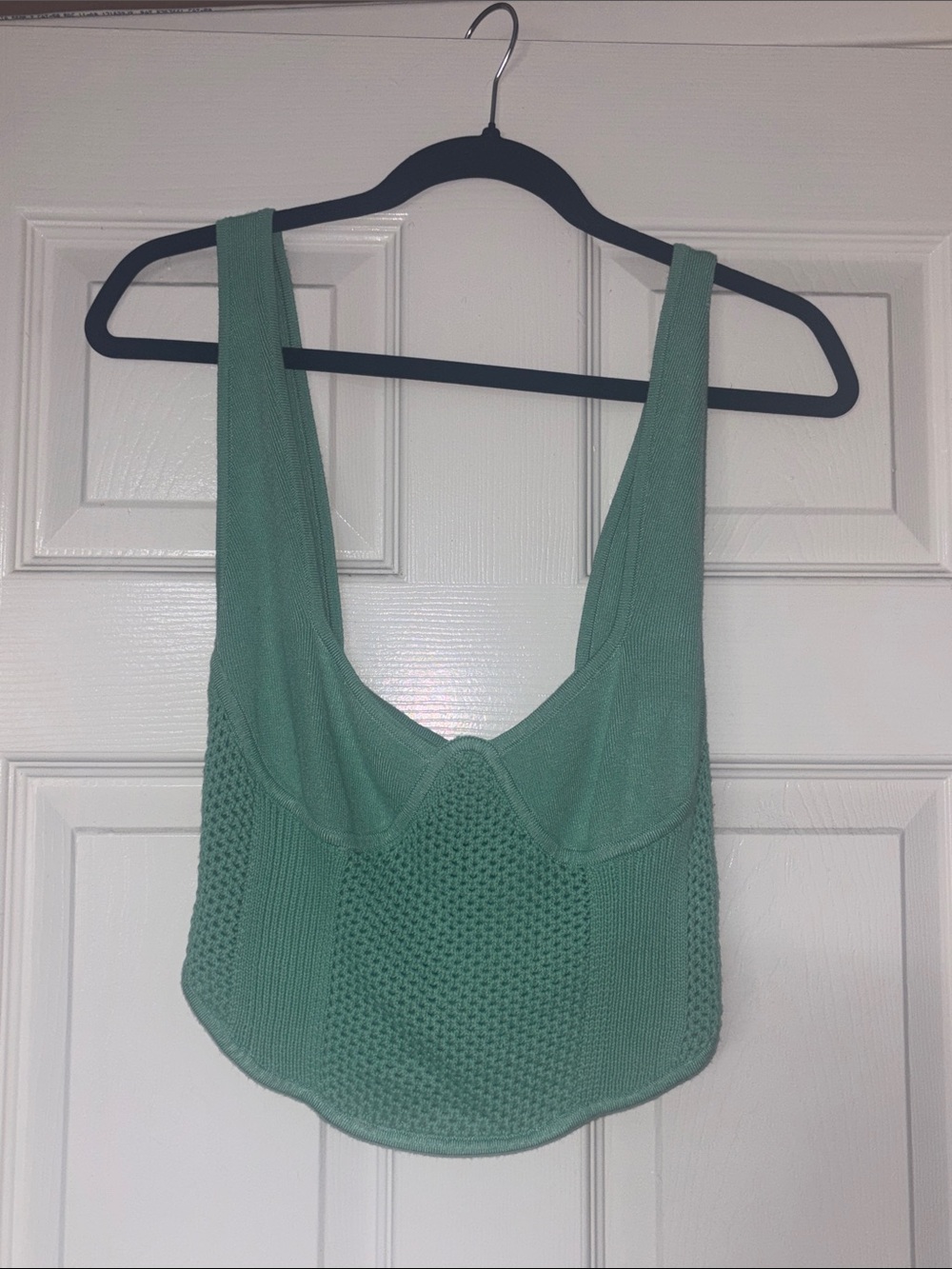 Urban outfitters Knit Scoop Bralette Top - Sage Green with hook detail on back